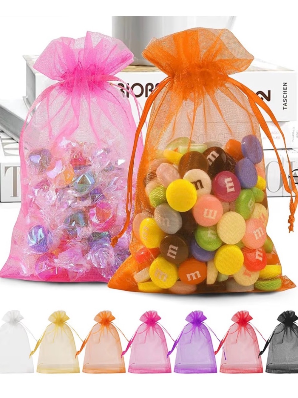20 5x7 Mixed Organza Drawstring Bags